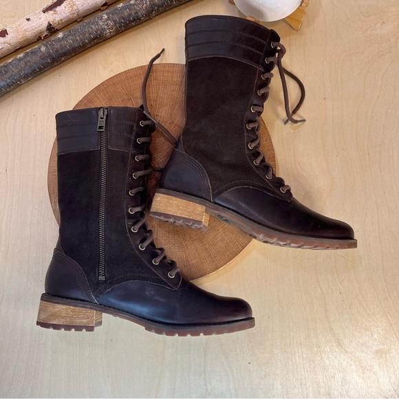 ๐HP๐*Timberland Bethel Heights Dark Brown Leather Mid Calf Zip Lace-Up Boots 6 - Picture 3 of 16